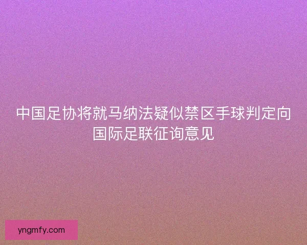 中国足协将就马纳法疑似禁区手球判定向国际足联征询意见 中国足协将就马纳法疑似禁区手球判定向国际足联征询意见