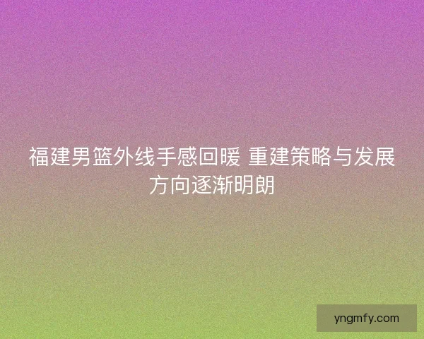 福建男篮外线手感回暖 重建策略与发展方向逐渐明朗